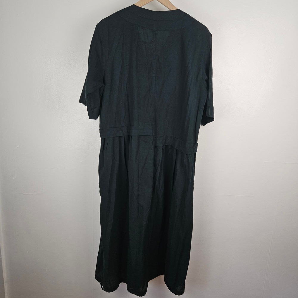Mujiya Asymmetrical Artsy Midi Dress Sz XL? Black Button Drawstring Lagenlook - Picture 11 of 14